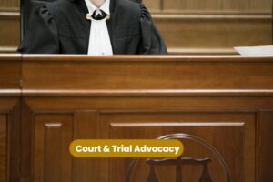 An image showing a judge during a trial to represent the court and trial advocacy services that Pillarstone Law provides.