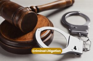 An image of a gavel and handcuffs to represent the criminal litigation services that Pillarstone Law provides.